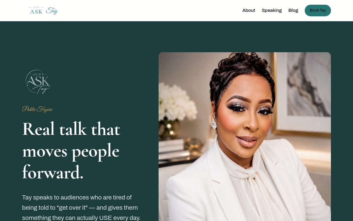 Screenshot of the Just Ask Tay website built by hTech