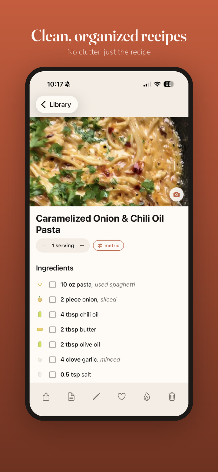 A clean, organized recipe with ingredients in CookNooks