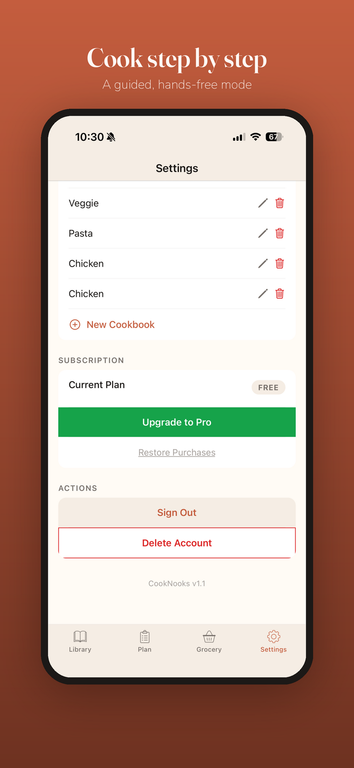 Organize recipes into your own cookbooks