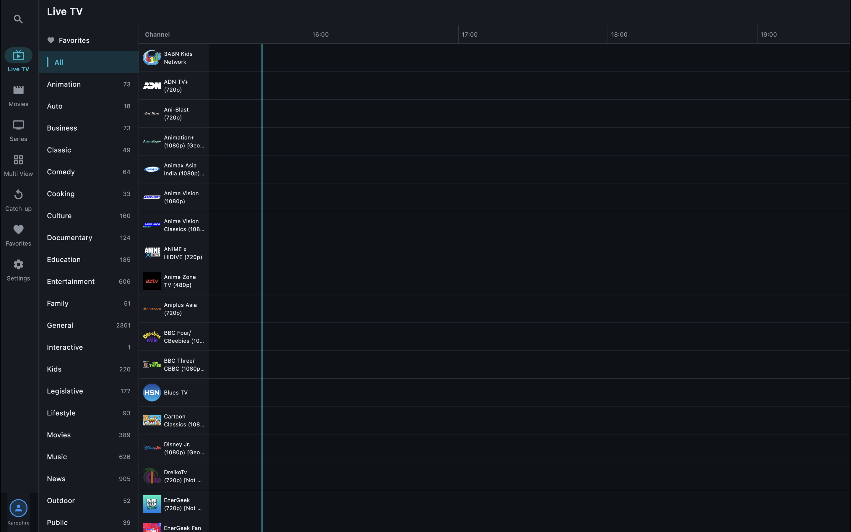 StreamSG Live TV with EPG on macOS