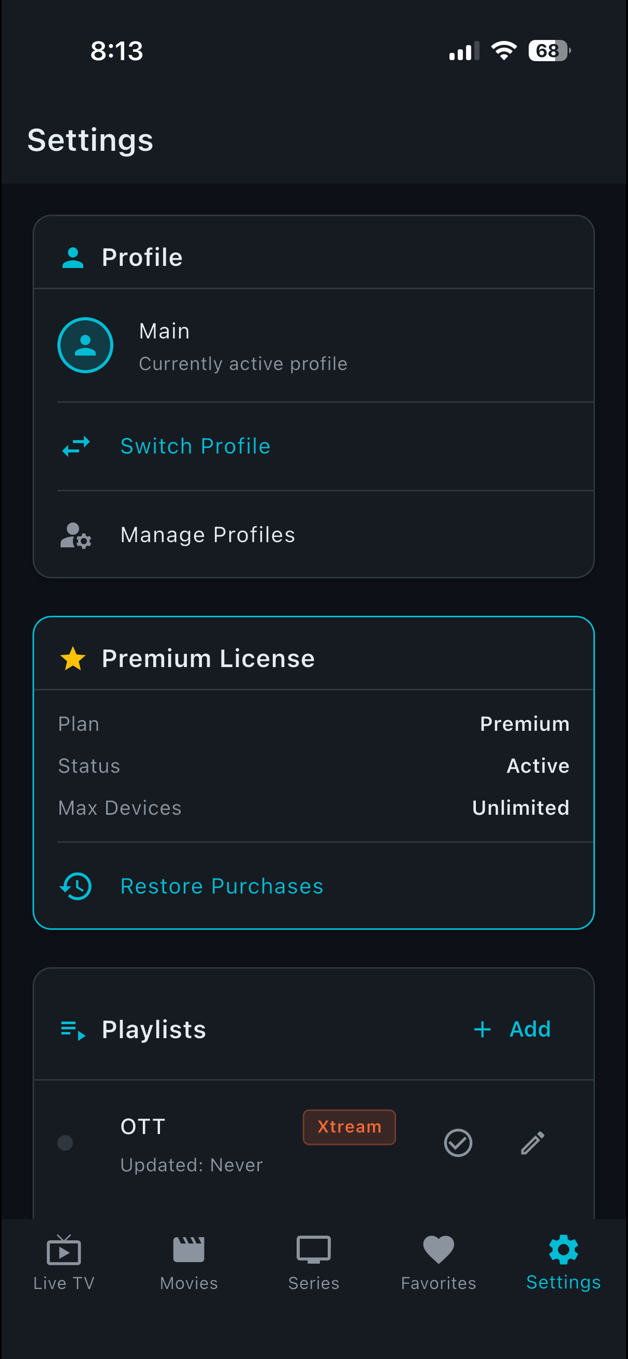 Settings and profiles